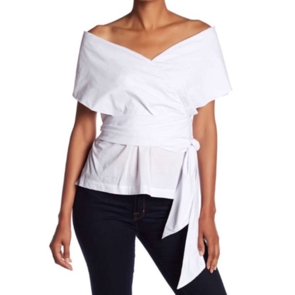 Alton Gray Tops - Alton Gray Wrap Around Off The Shoulder Blouse